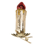 Clayre & Eef | Knijper kerstornament kaars Zilverkleurig Rood 5x4x9 cm | 6GL5312 Clayre & Eef | Knijper kerstornament kaars Zilverkleurig Rood 5x4x9 cm | 6GL5312