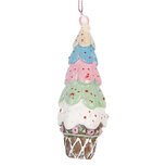 Clayre & Eef | Decoratie hanger taartje Bruin Wit ø 5x13 cm | 6PR5300 Clayre & Eef | Decoratie hanger taartje Bruin Wit ø 5x13 cm | 6PR5300