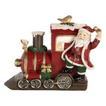 Clayre & Eef | Kerstdecoratie Kerstman met locomotief Rood 16x10x13 cm | 6PR5669 Clayre & Eef | Kerstdecoratie Kerstman met locomotief Rood 16x10x13 cm | 6PR5669