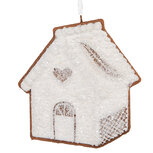 Clayre & Eef | Decoratie hanger huisje Wit Bruin 9x1x10 cm | 6PR5327 Clayre & Eef | Decoratie hanger huisje Wit Bruin 9x1x10 cm | 6PR5327