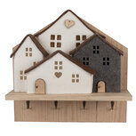 Clayre & Eef | Kapstok met Vilten Huizen Bruin Wit 40x13x40 cm | 66307 Clayre & Eef | Kapstok met Vilten Huizen Bruin Wit 40x13x40 cm | 66307