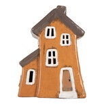 Clayre & Eef | Decoratie Huisje Oranje Grijs 16x11x22 cm | 6CE2190 Clayre & Eef | Decoratie Huisje Oranje Grijs 16x11x22 cm | 6CE2190