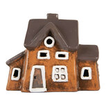 Clayre & Eef | Decoratie Huisje Oranje Grijs 20x11x16 cm | 6CE2201 Clayre & Eef | Decoratie Huisje Oranje Grijs 20x11x16 cm | 6CE2201