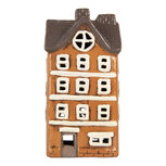 Clayre & Eef | Decoratie Huisje Oranje Grijs 12x10x23 cm | 6CE2202 Clayre & Eef | Decoratie Huisje Oranje Grijs 12x10x23 cm | 6CE2202