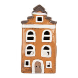 Clayre & Eef | Decoratie Huisje Oranje Grijs 13x10x24 cm | 6CE2203 Clayre & Eef | Decoratie Huisje Oranje Grijs 13x10x24 cm | 6CE2203