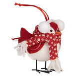 Clayre & Eef | Decoratie beeld Vogel Rood Wit 12x7x10 cm | 66341 Clayre & Eef | Decoratie beeld Vogel Rood Wit 12x7x10 cm | 66341