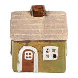 Clayre & Eef | Decoratie Huisje Groen Beige 8x7x10 cm | 6CE2186 Clayre & Eef | Decoratie Huisje Groen Beige 8x7x10 cm | 6CE2186