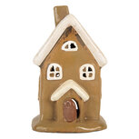 Clayre & Eef | Decoratie Huisje Bruin Beige 10x10x16 cm | 6CE2195 Clayre & Eef | Decoratie Huisje Bruin Beige 10x10x16 cm | 6CE2195