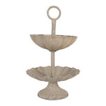 Clayre & Eef | Etagère 2 laags Grijs Beige ø 15x24 cm | 6Y5886 Clayre & Eef | Etagère 2 laags Grijs Beige ø 15x24 cm | 6Y5886