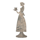 Clayre & Eef | Kandelaar Vrouw Grijs Beige 10x8x26 cm | 6Y5816 Clayre & Eef | Kandelaar Vrouw Grijs Beige 10x8x26 cm | 6Y5816