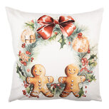 Clayre & Eef | Kussenhoes Wit Bruin 45x45 cm | KT021.437 Clayre & Eef | Kussenhoes Wit Bruin 45x45 cm | KT021.437