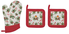 Dekoratief | Set 3 ovenwanten 'Christmas Berries', katoen, 20x30cm/20x20cm | A246025 Dekoratief | Set 3 ovenwanten 'Christmas Berries', katoen, 20x30cm/20x20cm | A246025