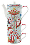 Dekoratief | Tea for two 'Santa Carrousel', porselein, 240ml+240ml+500ml | A246031 Dekoratief | Tea for two 'Santa Carrousel', porselein, 240ml+240ml+500ml | A246031