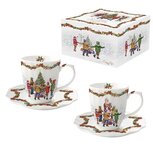 Dekoratief | Set 2 kopjes m/schoteltje 'Christmas Round Dance', porselein, 110ml | A236021 Dekoratief | Set 2 kopjes m/schoteltje 'Christmas Round Dance', porselein, 110ml | A236021