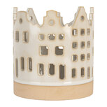 Clayre & Eef | Theelichthouder Kerst Huisjes Beige Bruin ø 11x11 cm | 6CE2346 Clayre & Eef | Theelichthouder Kerst Huisjes Beige Bruin ø 11x11 cm | 6CE2346