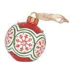 Clayre & Eef | Decoratie hanger Kerstbal met LED Rood Wit ø 12x14 cm | 6PR5859 Clayre & Eef | Decoratie hanger Kerstbal met LED Rood Wit ø 12x14 cm | 6PR5859